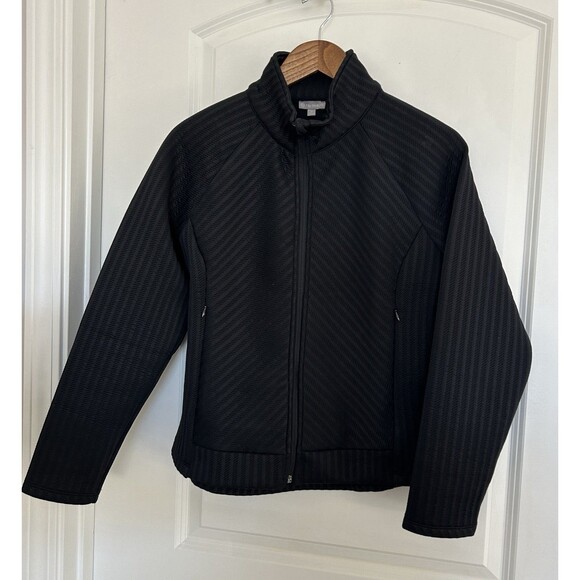 T By Talbots Jacket Medium Zip Fitted Textured Jacquard Active Athleisure - Picture 3 of 14